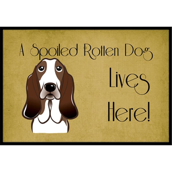 Carolines Treasures Basset Hound Spoiled Dog Lives Here Indoor and Outdoor Mat- 24 x 36 in. BB1491JMAT - main